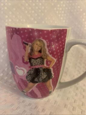 Hannah Montana pink ceramic mug by Enesco Canada for Disney.  4 inches high.